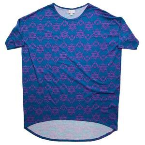 LuLaRoe‎ Irma Blue Purple Geometric Pattern High Low Tunic Top Small